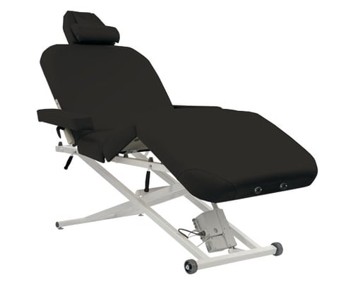 Black Pro Deluxe Electric Table with adjustable features on a white background