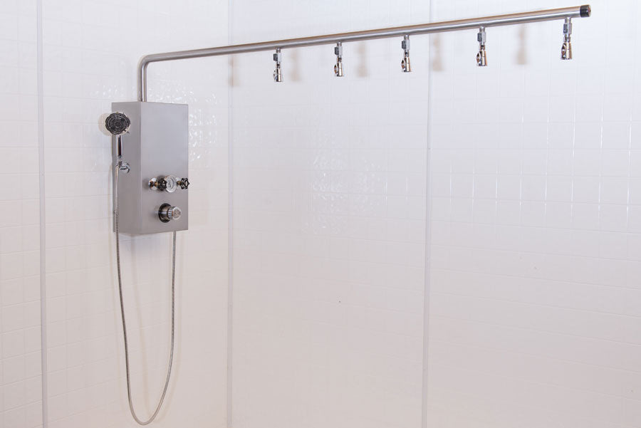 The Water Werks Cascade 5 Head Vichy Shower offers a relaxing overhead spa water massage.