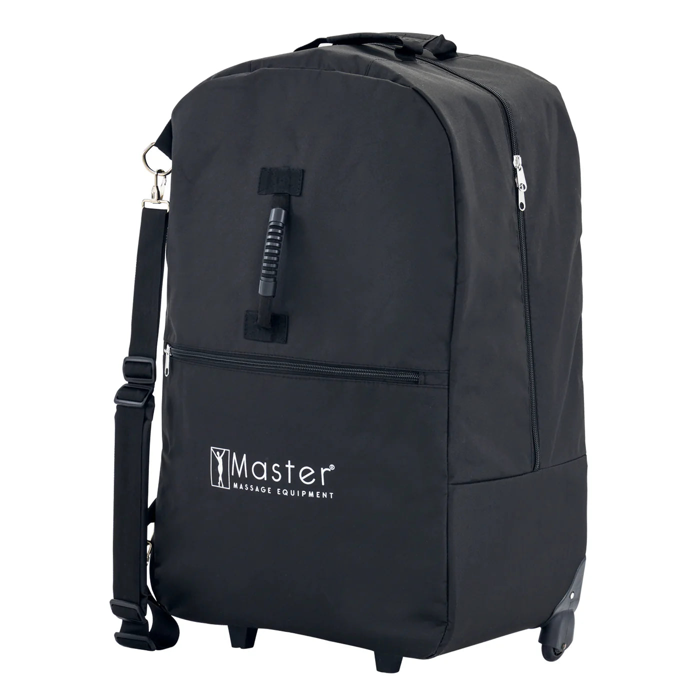 Master Massage RIO rolling case for portable massage chair, with strap, handle & compartments.