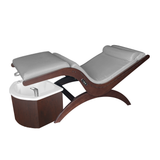 TouchAmerica S Pedi Lounge: adjustable lounger with gray cushions, foot bath, and electric tilt.