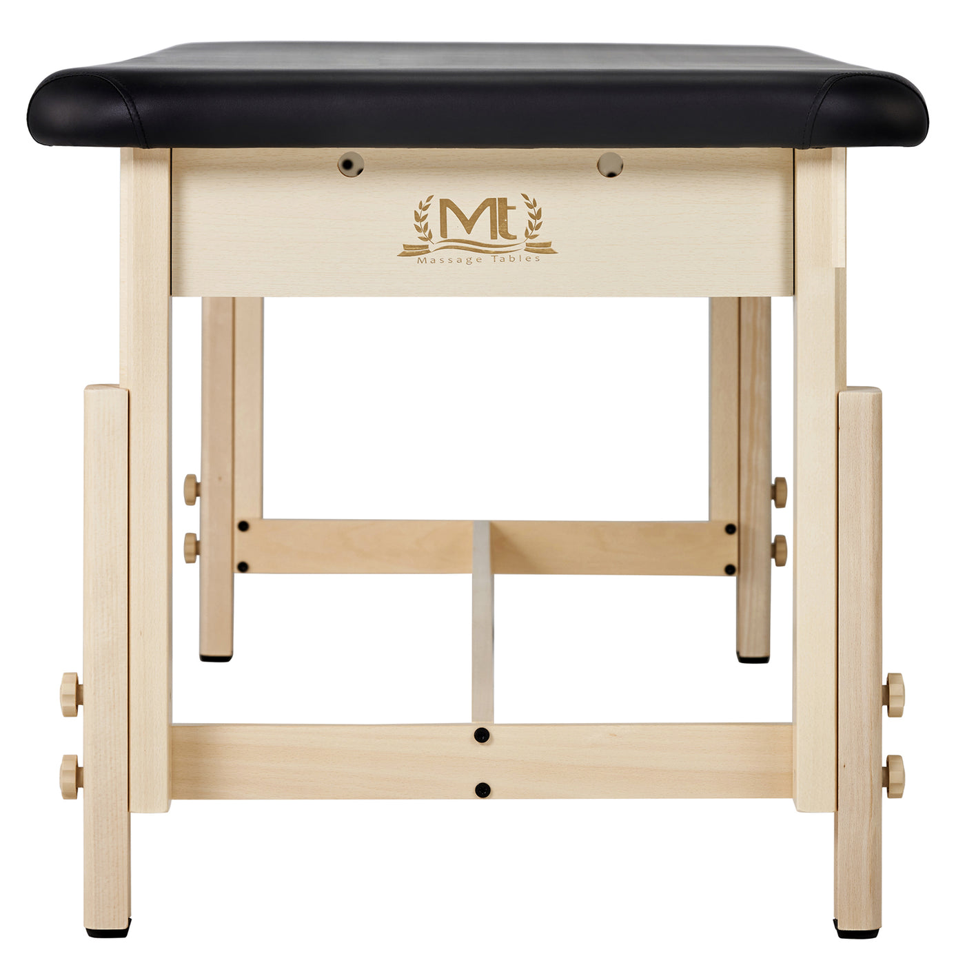 MT Massage HARVEY Stationary Table with black high-density foam and oil- & water-resistant upholstery.