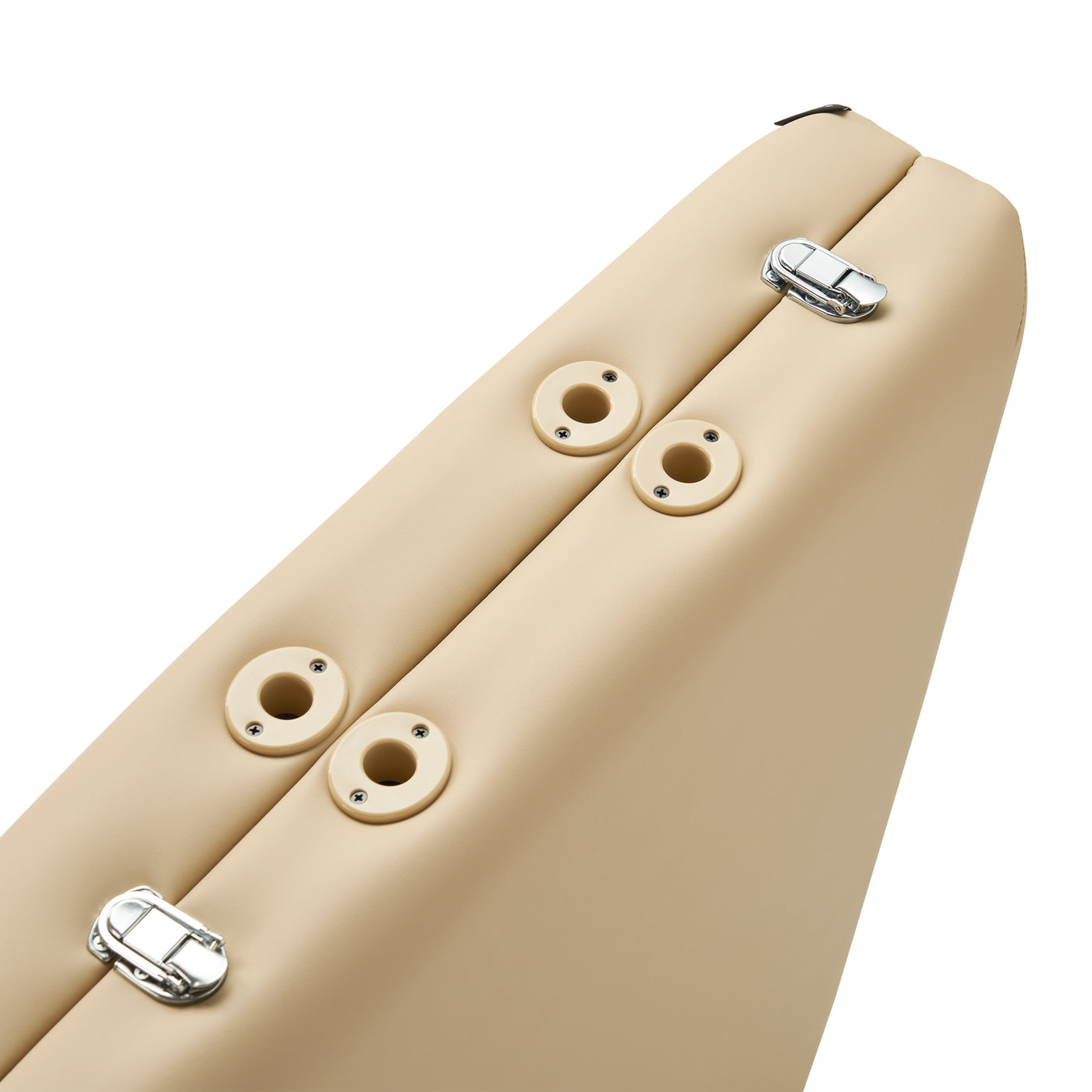 Close-up of the Master Massage ARGO Portable Massage Table Package Cream with metal latches.