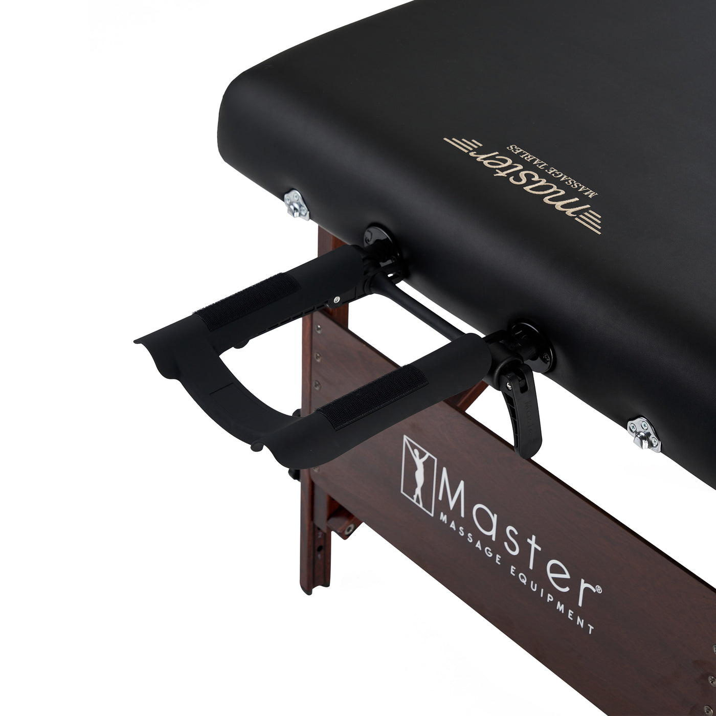 Close-up of Master Massage DEL RAY Table with ergonomic face cradle and adjustable armrests.