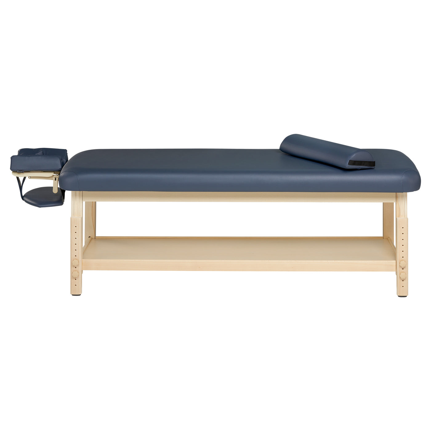Master Massage LAGUNA stationary massage table with face cradle and shelf, front view.