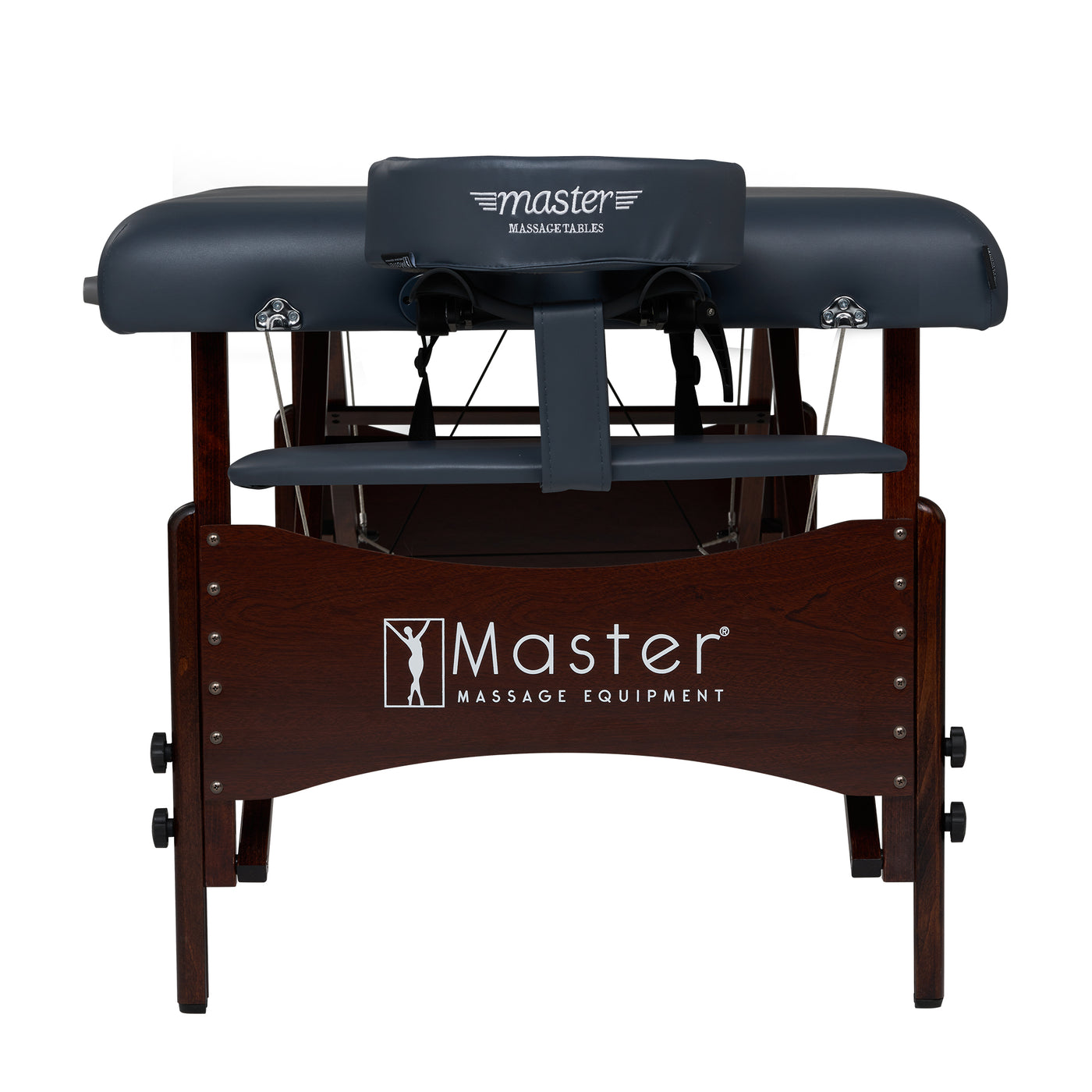 Master Massage NEWPORT portable table with dark wood legs and adjustable face cradle.