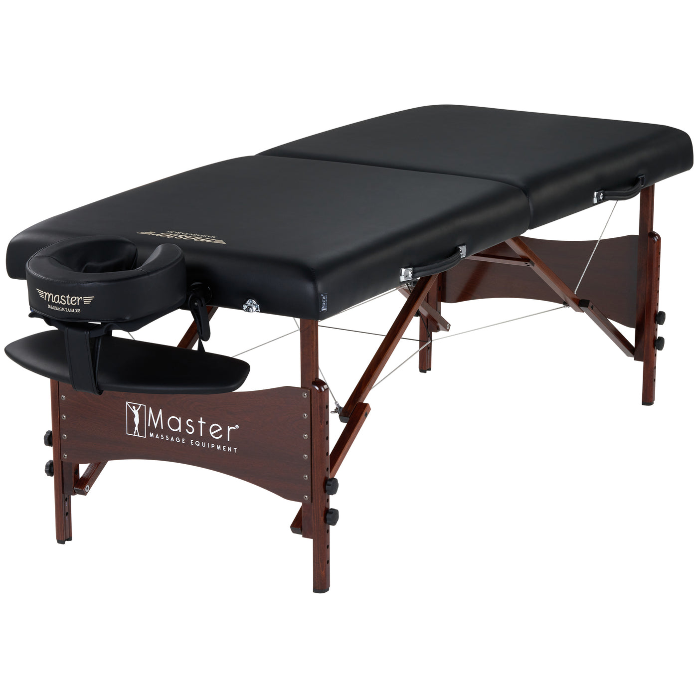 Master Massage NEWPORT portable table with wooden legs and adjustable face cradle.