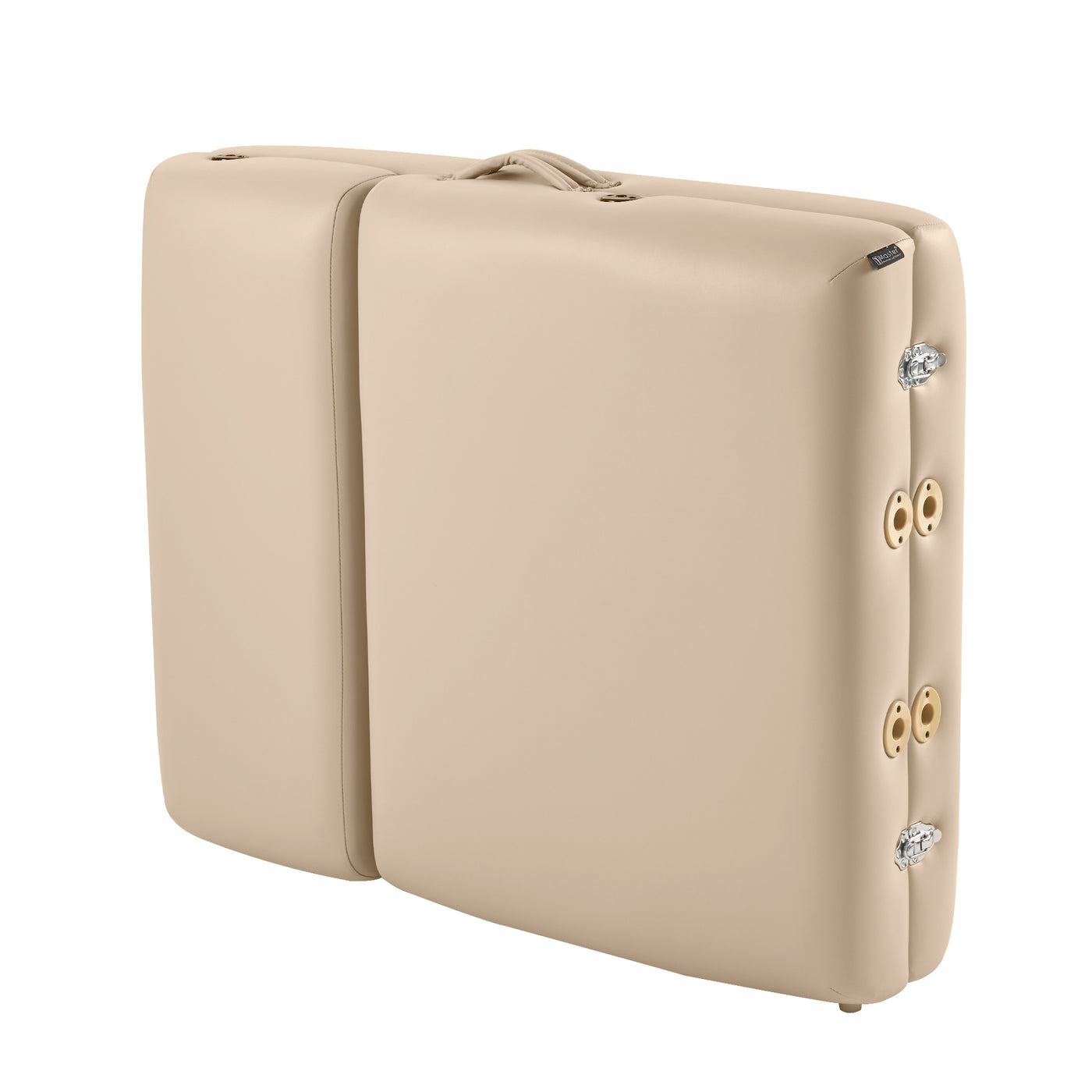 Master Massage DEL RAY SALON Therma Top portable table with beige padding and carrying handle.