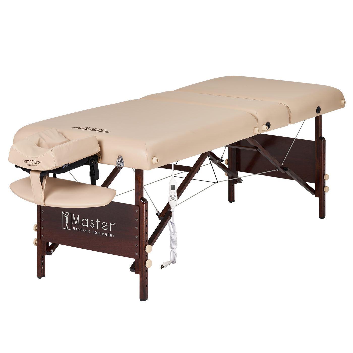 Master Massage DEL RAY SALON Therma Top portable table with wood legs and face cradle.