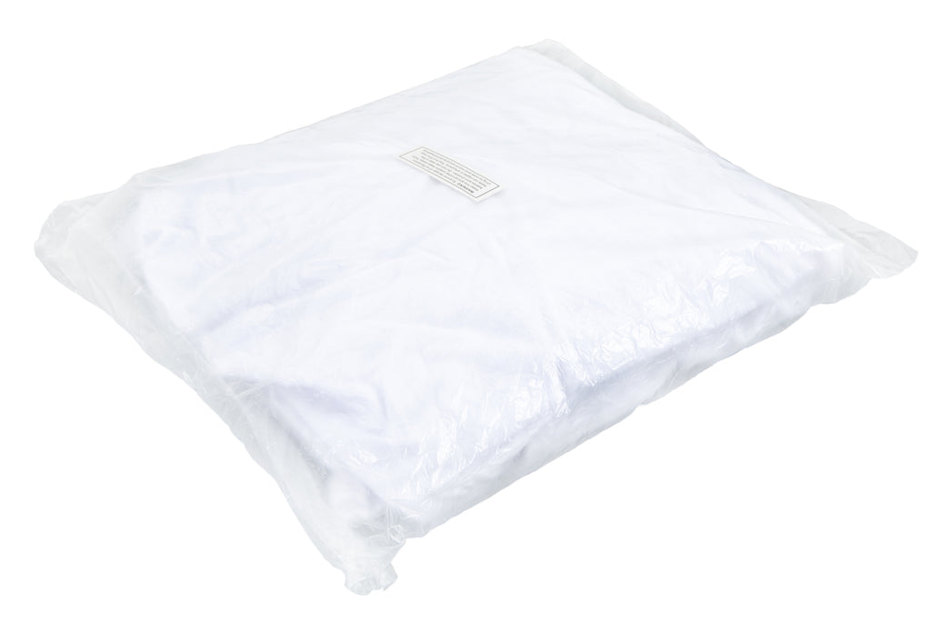 Folded white sheet for Sierra Comfort Premium Wide Table, sealed in clear plastic packaging.
