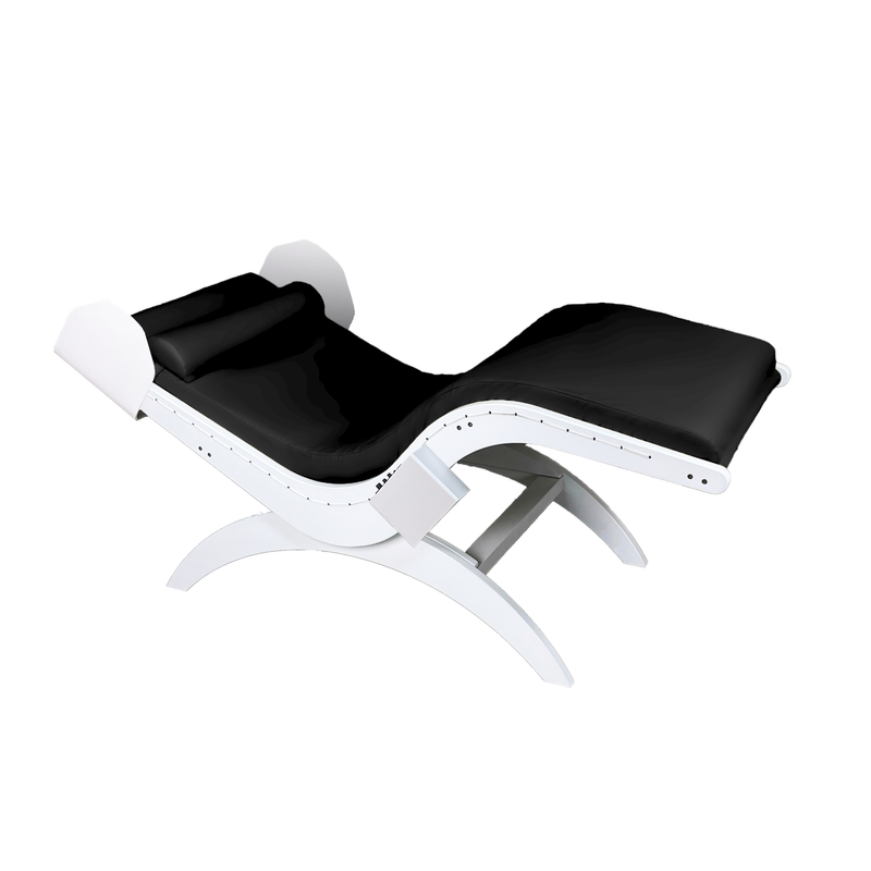 TouchAmerica S-Lounge with Sound Journey RX: modern adjustable black & white sound lounger.