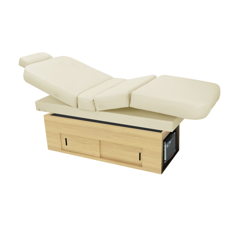 TouchAmerica SANYA POWERTILT Massage Table: adjustable wood-base table for serene treatments.