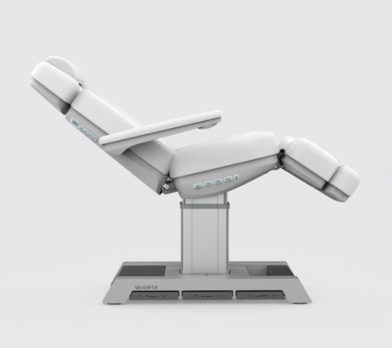 Silverfox America 2218BN Electric Massage Chair reclines on a sturdy gray base.