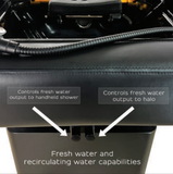 TouchAmerica SereniScalp Head Spa Table with scalp care and labeled water controls.