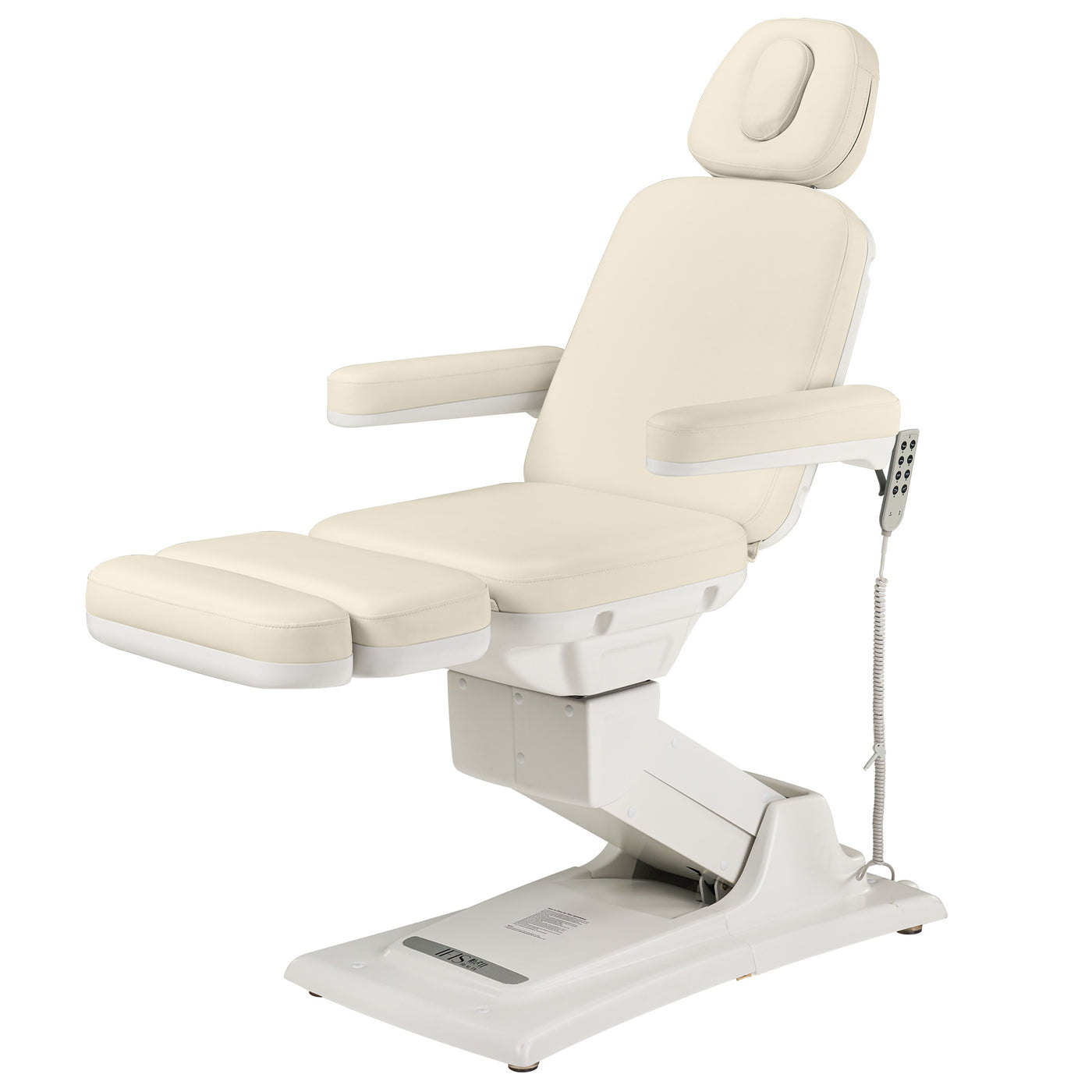 Master Massage Sonora Beauty Bed: white adjustable spa table with armrests, footrest, pro use.