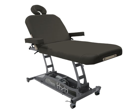 Taupe Spa Hands Free Lift Back massage table on a white background