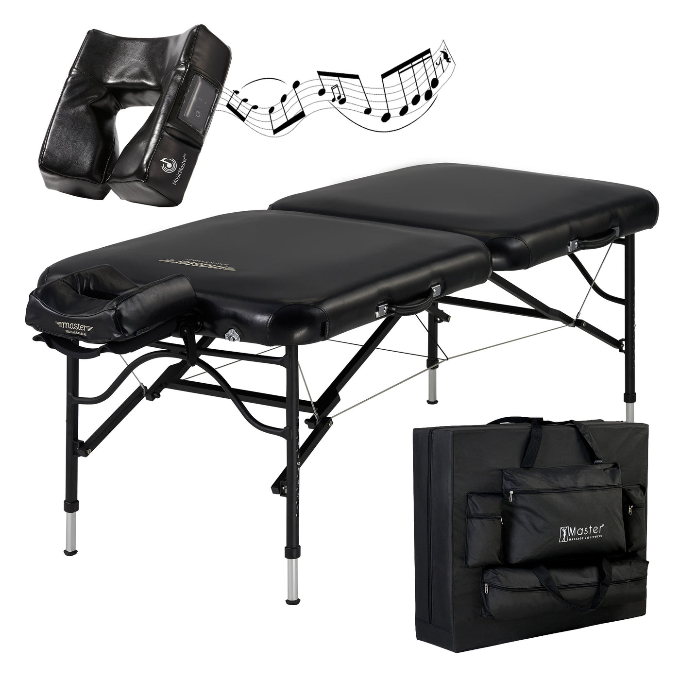 Master Massage STRATOMASTER AIR Table with NanoSkin, face cradle, and carrying case.