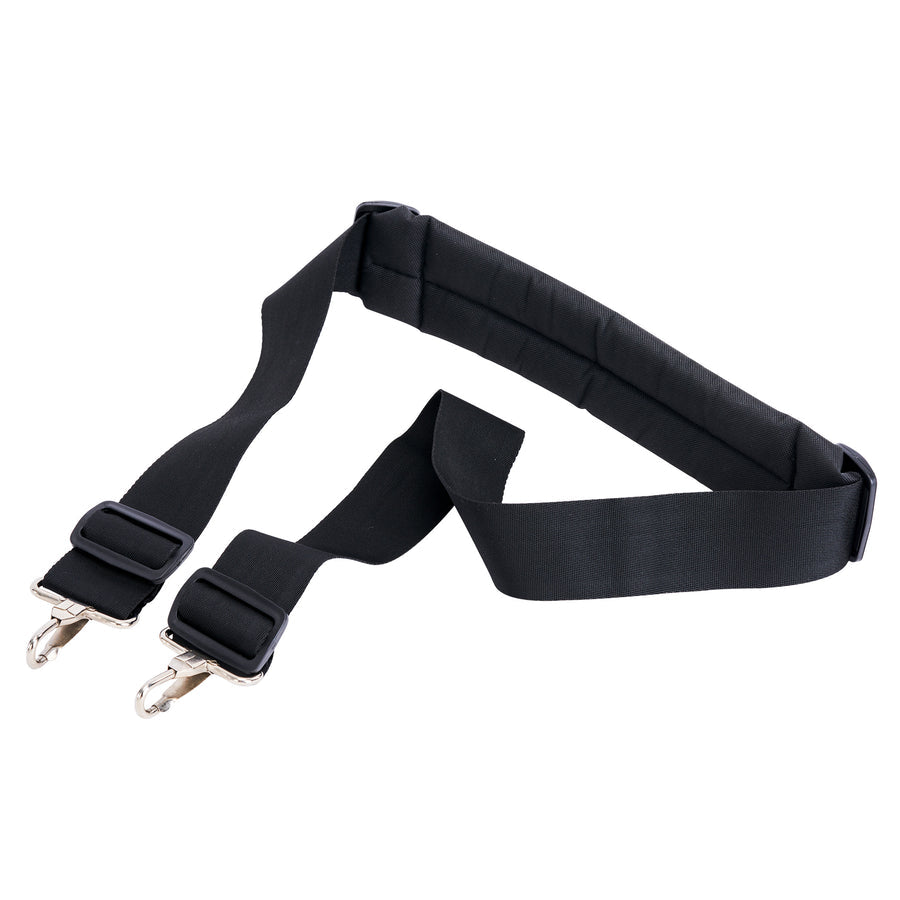 Black belt with adjustable straps on a white background