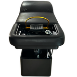TouchAmerica SereniScalp Head Spa Table: black leather chair with foot bath and adjustable footrest.