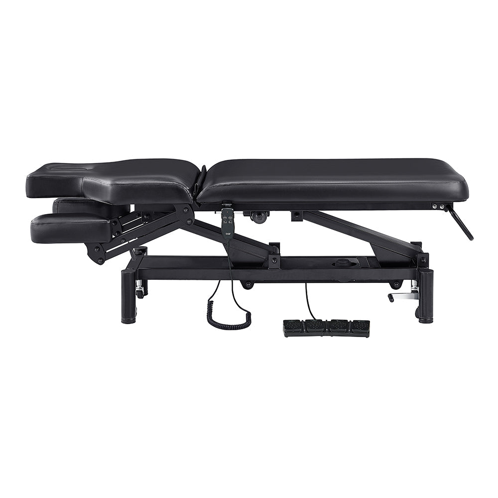 VitalEarth Spa Wellness Therapy Bed DIR by DIR, black with headrest and controls, side view.