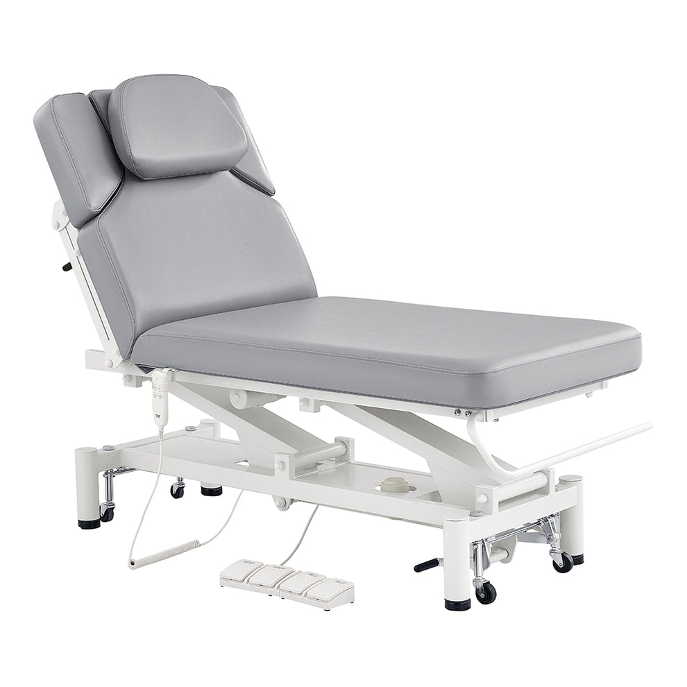 VitalEarth Spa Wellness Therapy Bed DIR by DIR with gray cushions and a white metal frame.