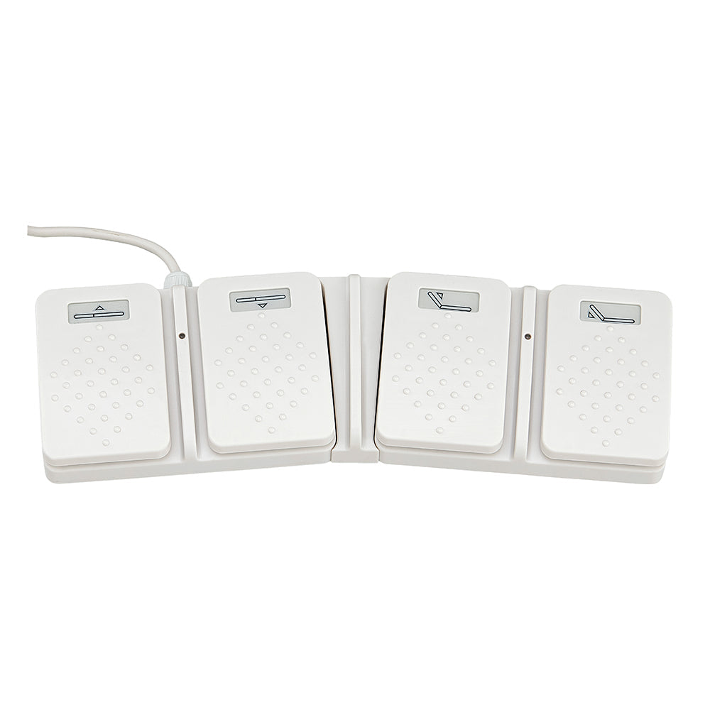Four white foot pedals with icons for the DIR VitalEarth Spa Wellness Therapy Bed.