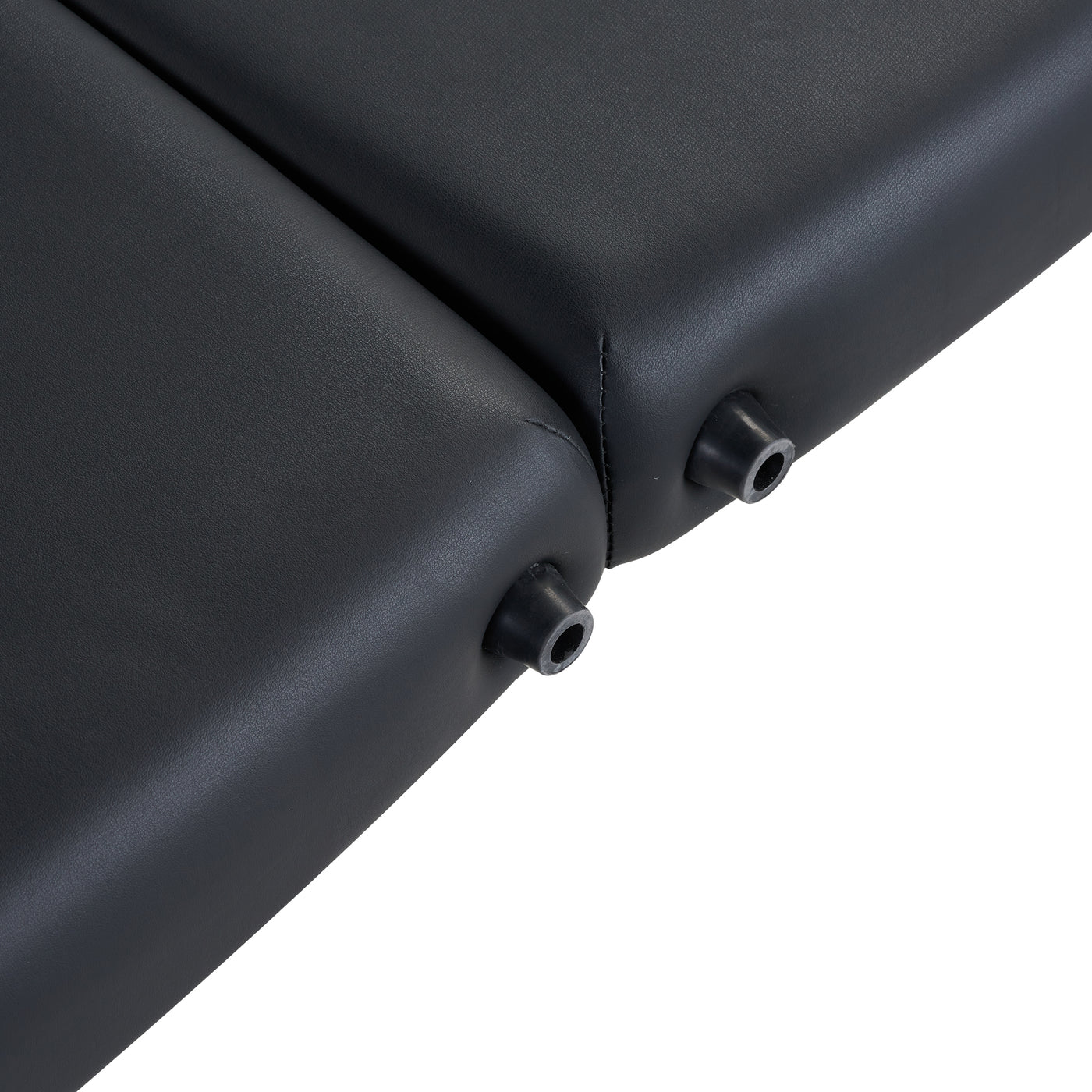 Close-up of twin black pads on Master Massage ZEPHYR Portable Table, joined by round connectors.