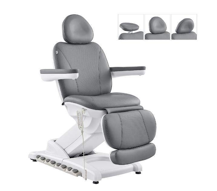 Apollo II Electric Beauty Bed with Thermo Heat by DIR; three insets show headrest positions.