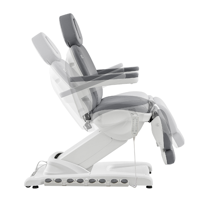 DIR Apollo II Electric Beauty Bed with Thermo Heat shown reclined and upright.
