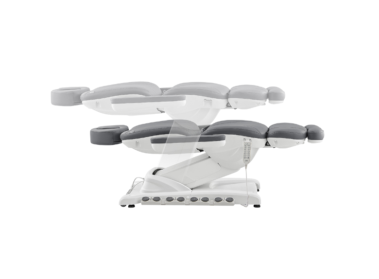 Apollo II Electric Beauty Bed by DIR with gray cushioning and advanced electronic controls.