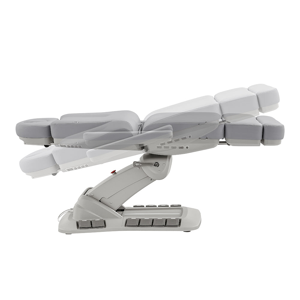 DIR Aurora 4-motor medical spa table with hand/foot remote shown partially reclined.