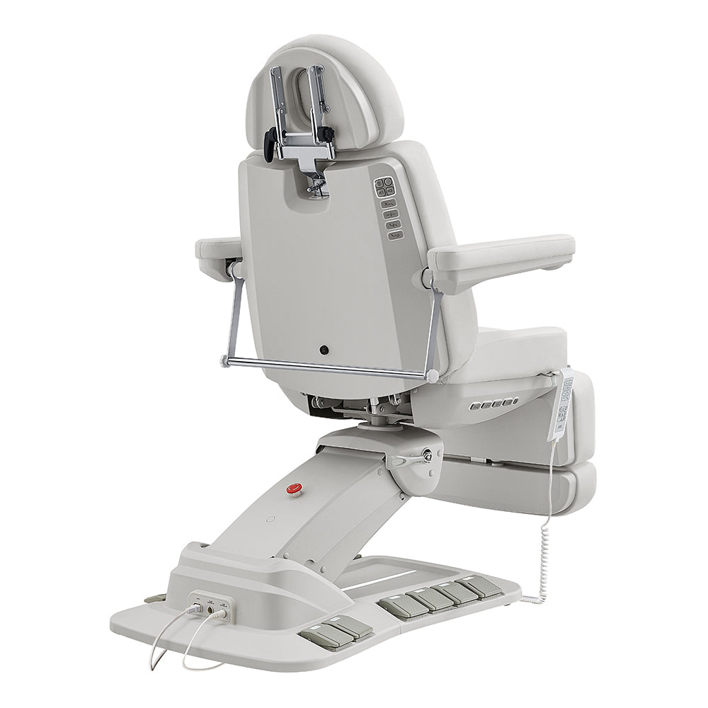 DIR Aurora Medical Spa Table, gray, with headrest and 4-motor hand/foot remote control.