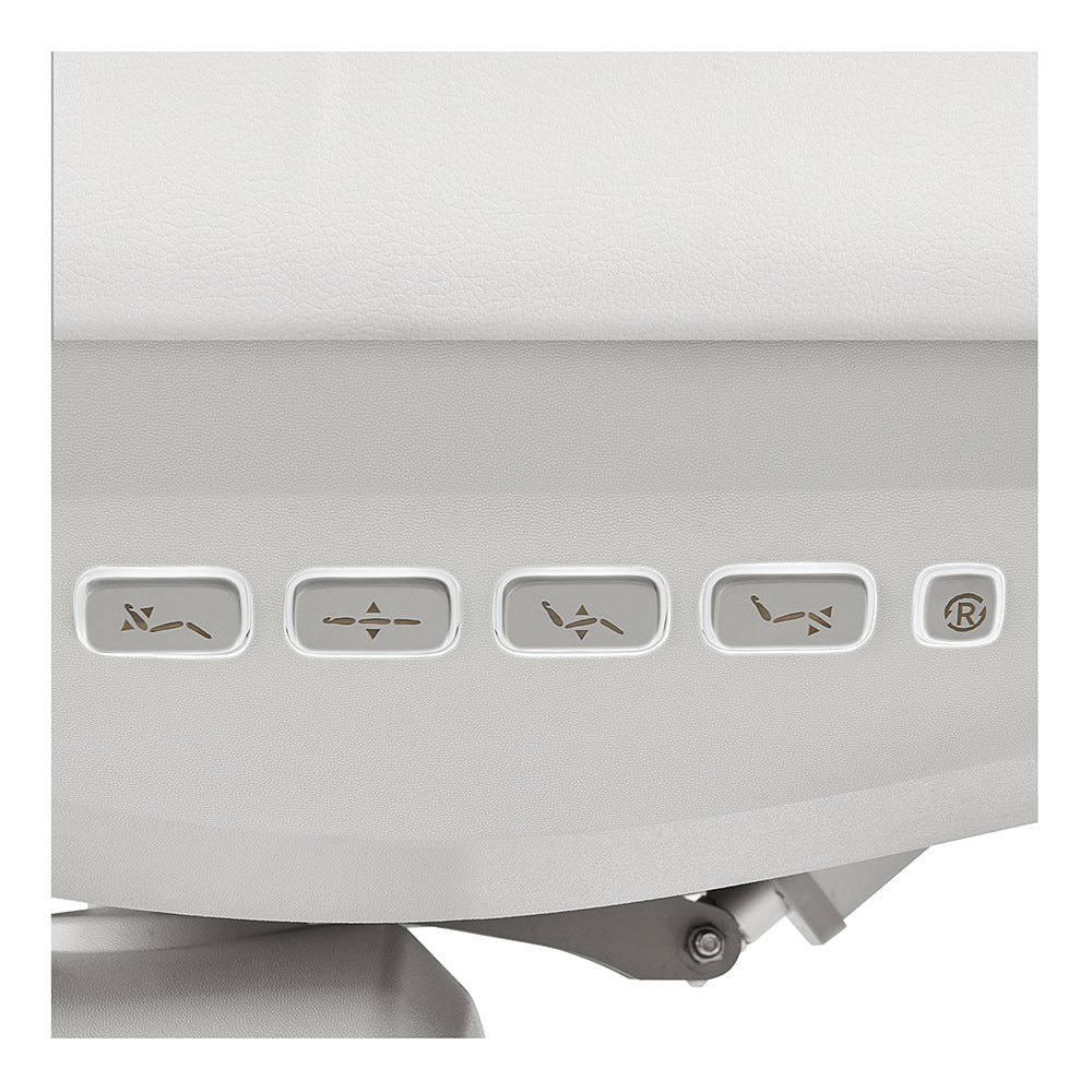 Close-up of five control buttons on the Aurora Medical Spa Table with 4 Motors by DIR.