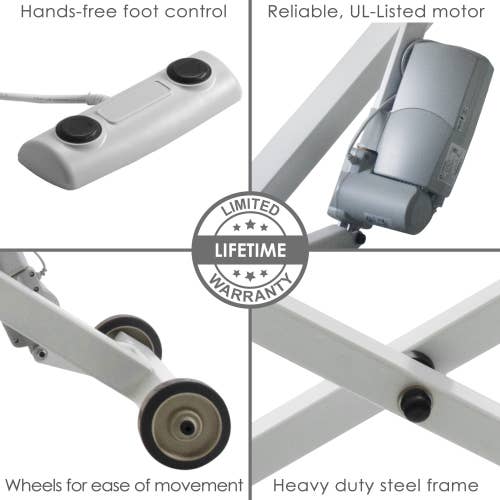 EarthLite ELLORA Table: foot control, UL motor, wheels, steel frame, Stretch Assist System.