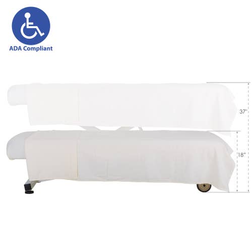 Two ADA-compliant EarthLite ELLORA Flat Tables with Stretch Assist, adjustable height.