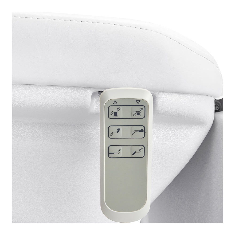 White hand control with buttons for adjusting settings.
