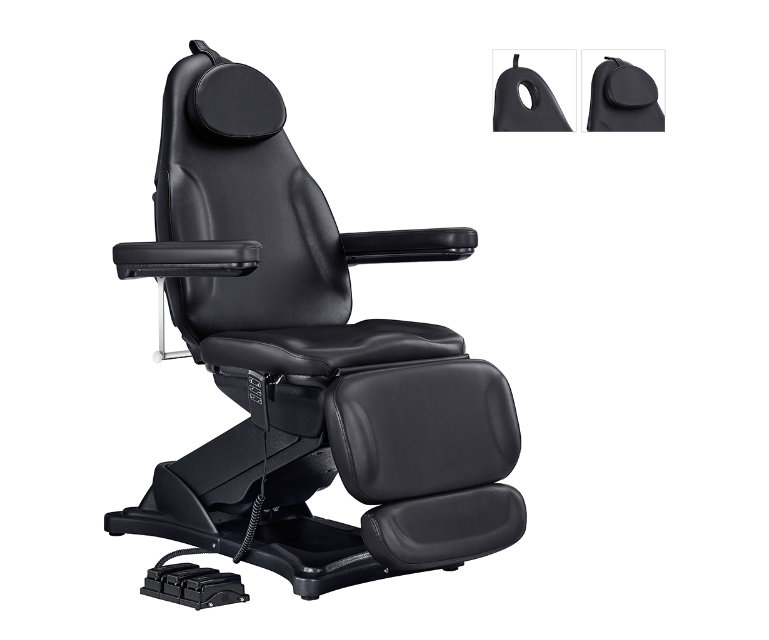 Bellucci Electrical Facial Bed by DIR: black, adjustable with foot/headrest, perfect as a beauty bed.