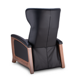 on the back Motion Mastery Lounge Chair Carbon Leather and Natural Wood 