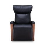Svago The Motion Mastery Lounge Chair Carbon Leather and Natural Wood front