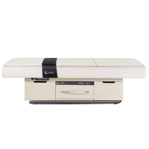 Living Earth Crafts CENTURY CITY treatment table with digital warming drawer, front view.