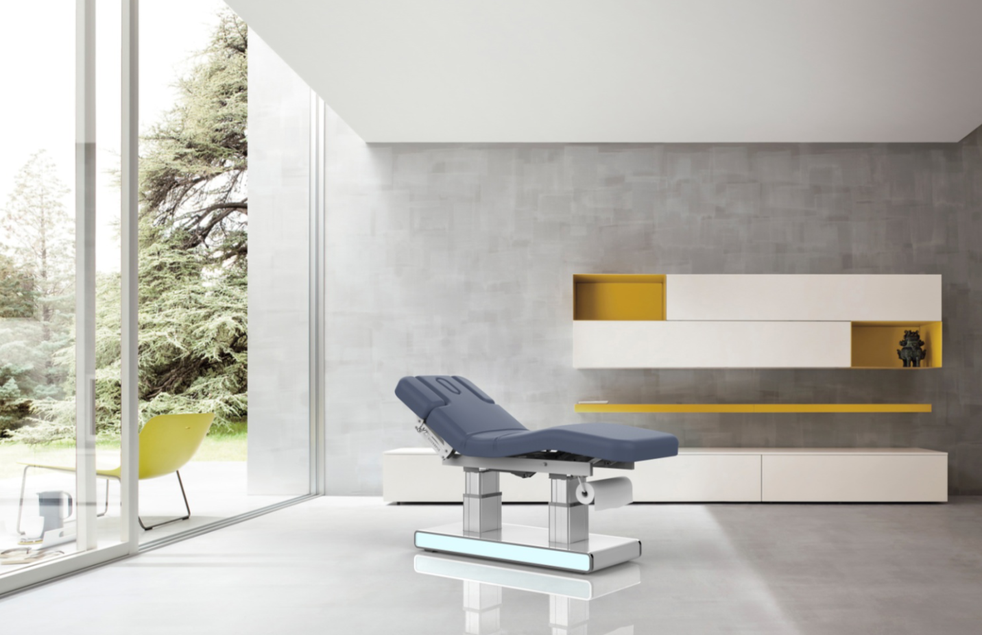 Modern room with a Silverfox America 2275 Electric Massage Table and minimalist decor.