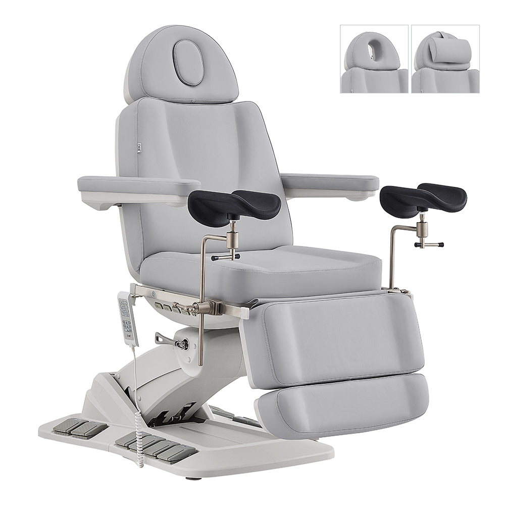 DIR Geneva Exam Table with stirrups, 4 motors, hand & foot remote, easy controls.