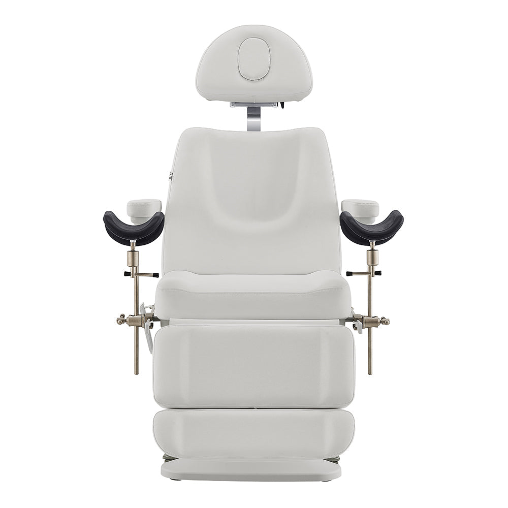 DIR Geneva Exam Table with stirrups, 4 motors, hand & foot remote for gynecology exams.