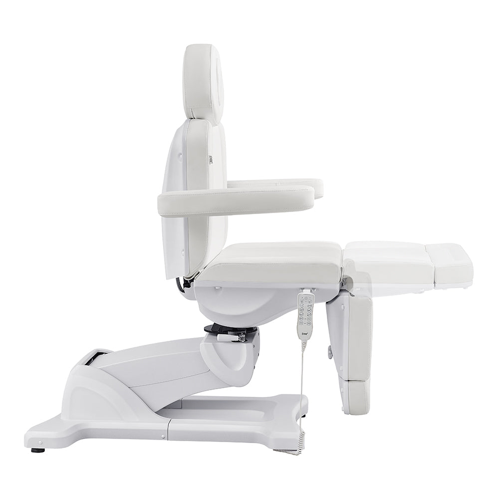 DIR Pavo FACIAL Beauty Bed & Chair in White, full electric with 4 motors, armrest & footrest.
