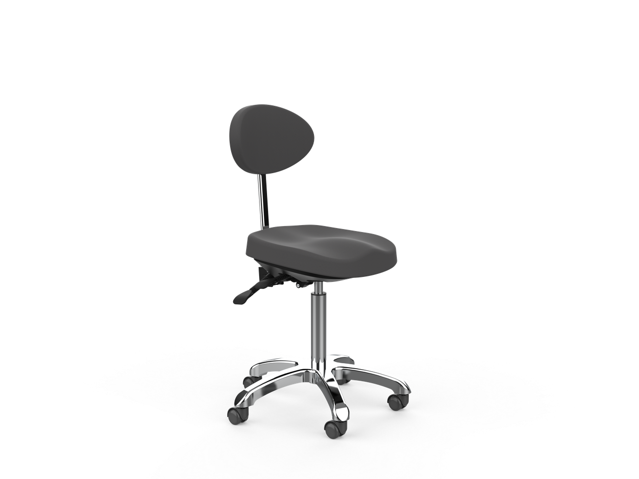 Silverfox America 1025E Beauty Stool: ergonomic, rolling with backrest, ideal for office or spa.