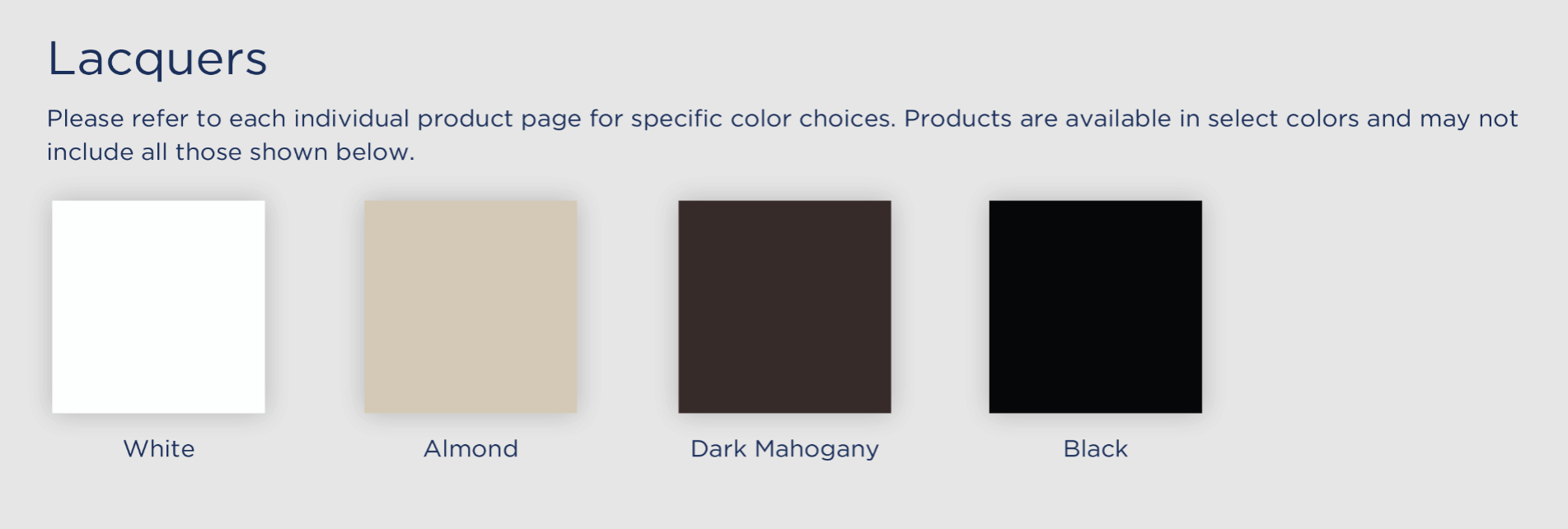 LEC color swatches for lacquers.