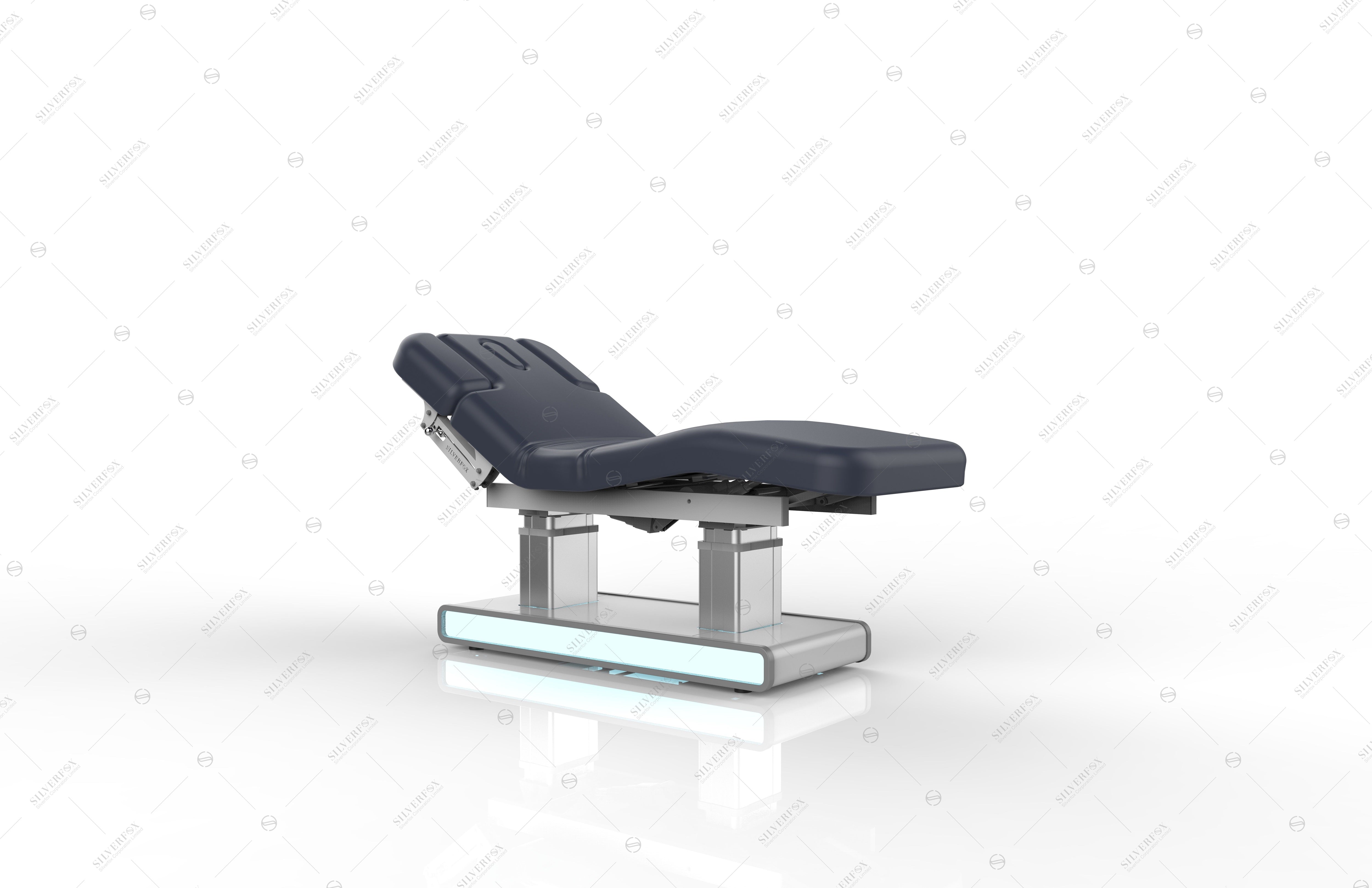 Silverfox America 2275 Electric Massage Table with dark padding, ideal for clinics, on white.