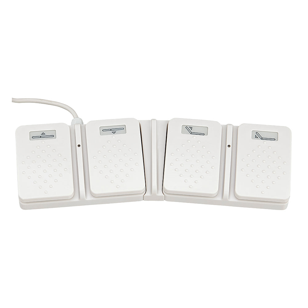 Four white foot pedals for DIR Mar Egeo 2-Motors Electric Spa Bed—easy control, medical grade.