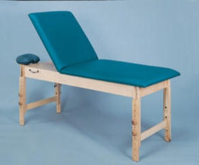 Galaxy Mfg 5093-27TB: Adjustable height spa table with teal cushioning and sturdy build.