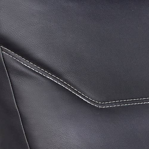 Close-up of black leather with white stitching on Living Earth Crafts Mind-Sync 2.0™ Lounger.