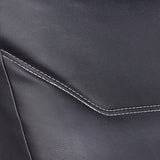 Close-up of black leather with white stitching on Living Earth Crafts Mind-Sync 2.0™ Lounger.